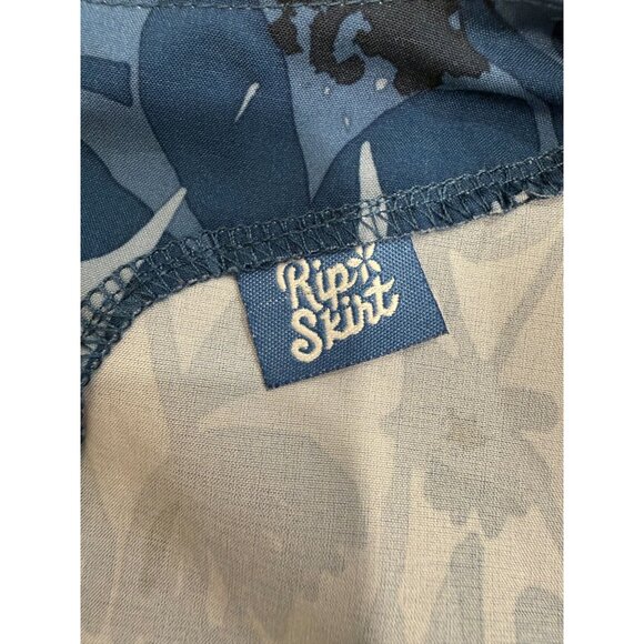 Ripskirt Hawaii Blue Floral Sleeveless Midi Tank Dress Medium Pockets Tropical - Picture 3 of 10